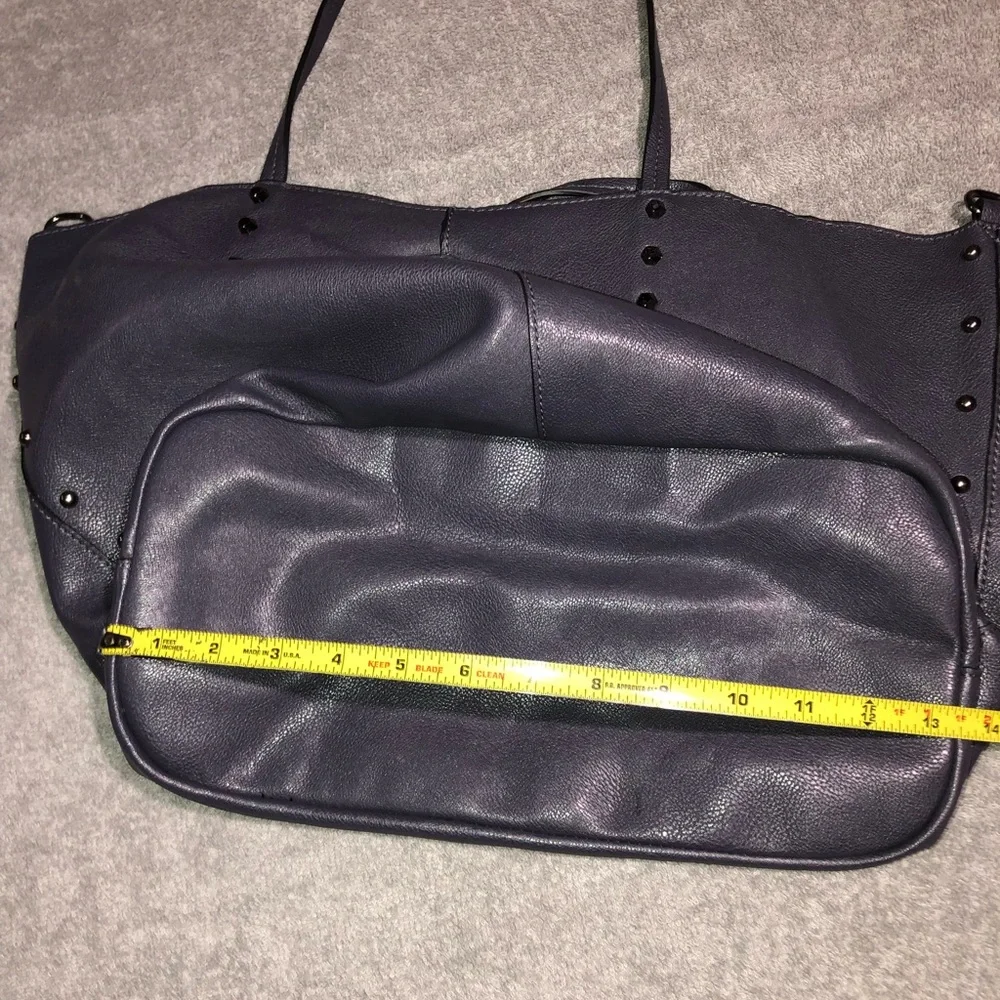 Elegant Blue Leather Tote Bag with Structured Design